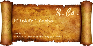 Mlinkó Csaba névjegykártya